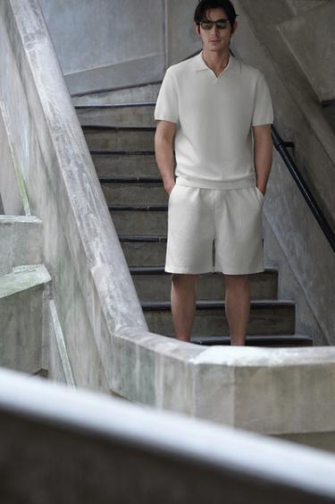 Zara 紋理針織 POLO 衫 - 裸色