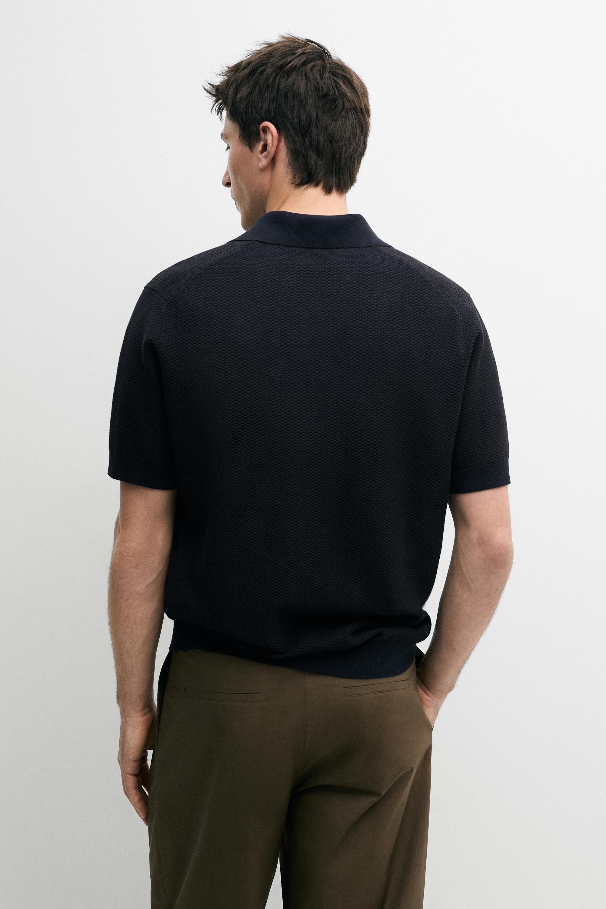 Pull polo en maille texturée 100 % coton