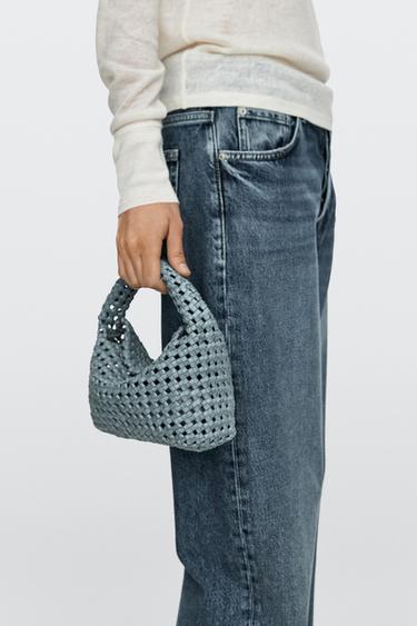 Zara Braided leather mini bag - Pastel blue - Image 0