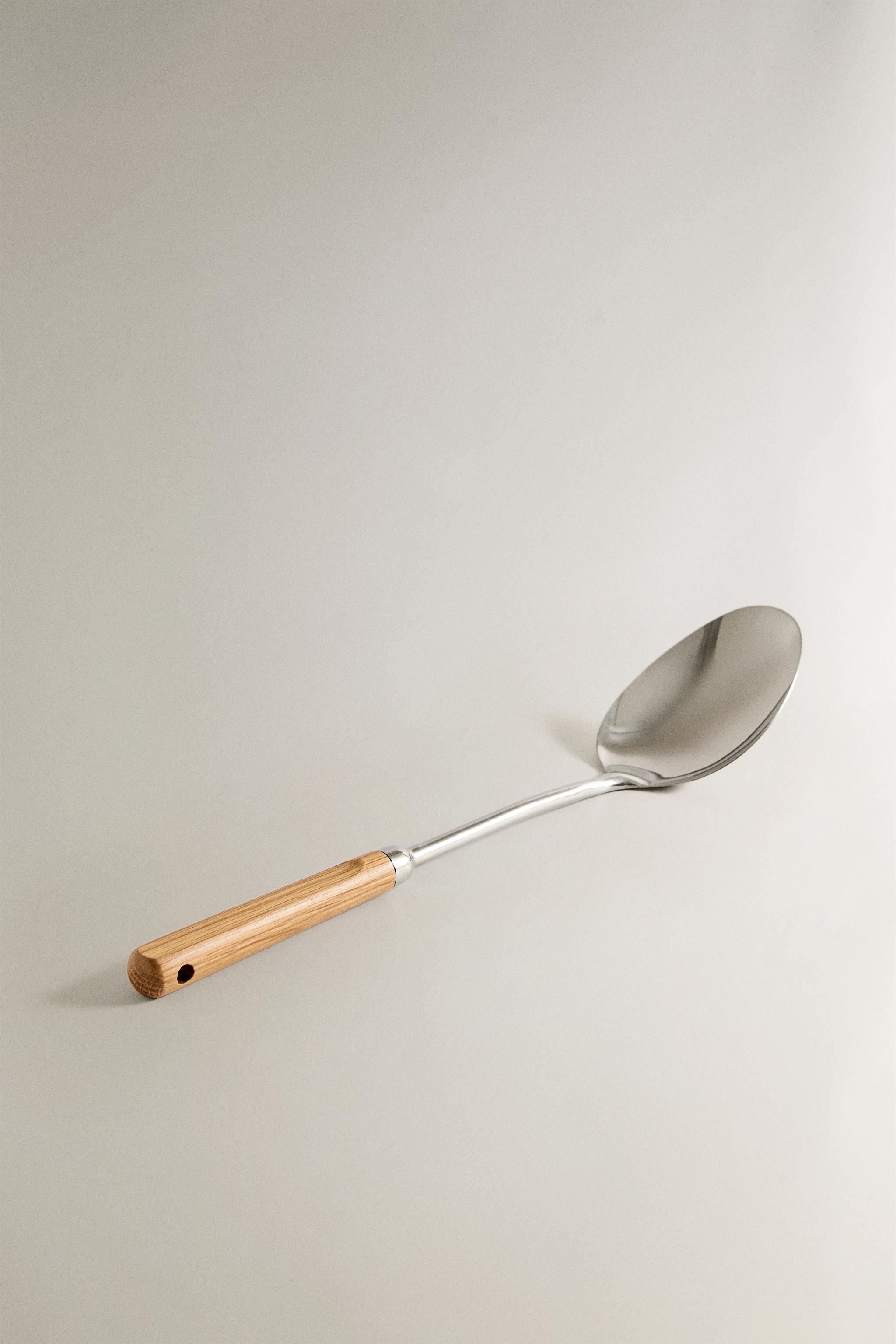 STEEL OAK WOOD SPOON — Light brown