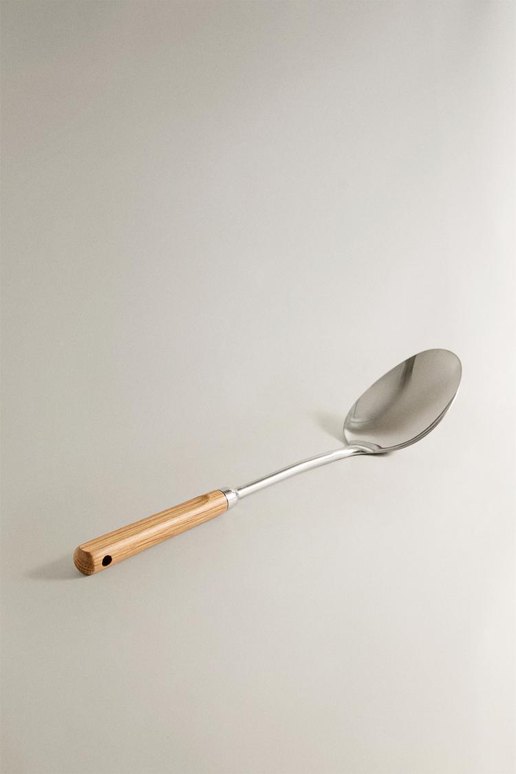 STEEL OAK WOOD SPOON — Light brown