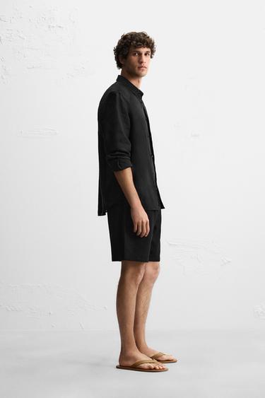 TEXTURED REGULAR FIT BERMUDA SHORTS - Black by Zara - Image 3