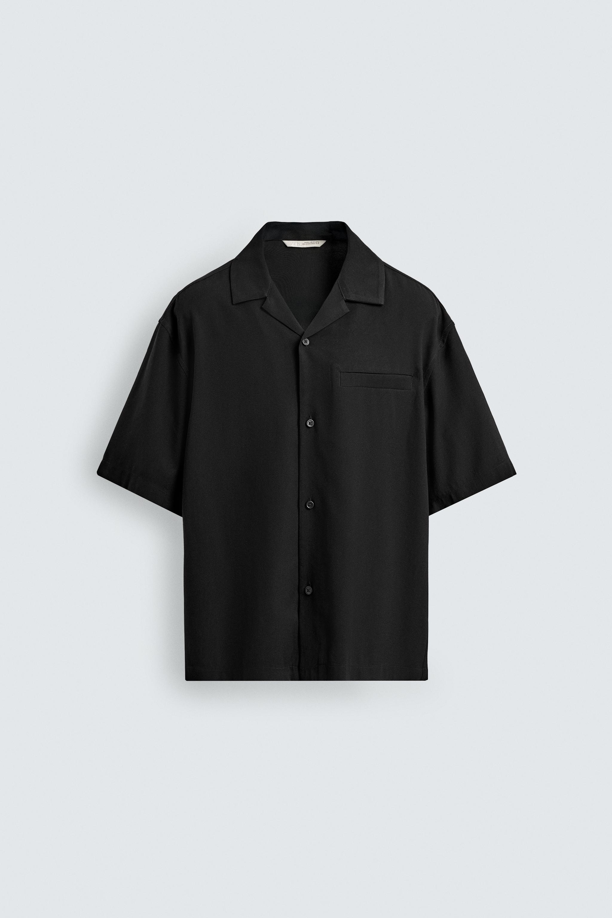 RELAXED FIT FLOWY SHIRT — Black