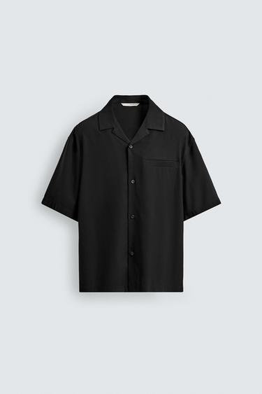 قميص منسدل RELAXED FIT - أسود الخاص بـ Zara