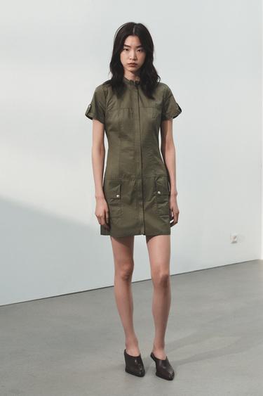 СУКНЯ-ТРАНШЕЯ З КИШЕНЯМИ - Темний хакі Zara