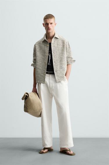 CONTRAST TEXTURED OVERSHIRT - Black / White by Zara - Image 0