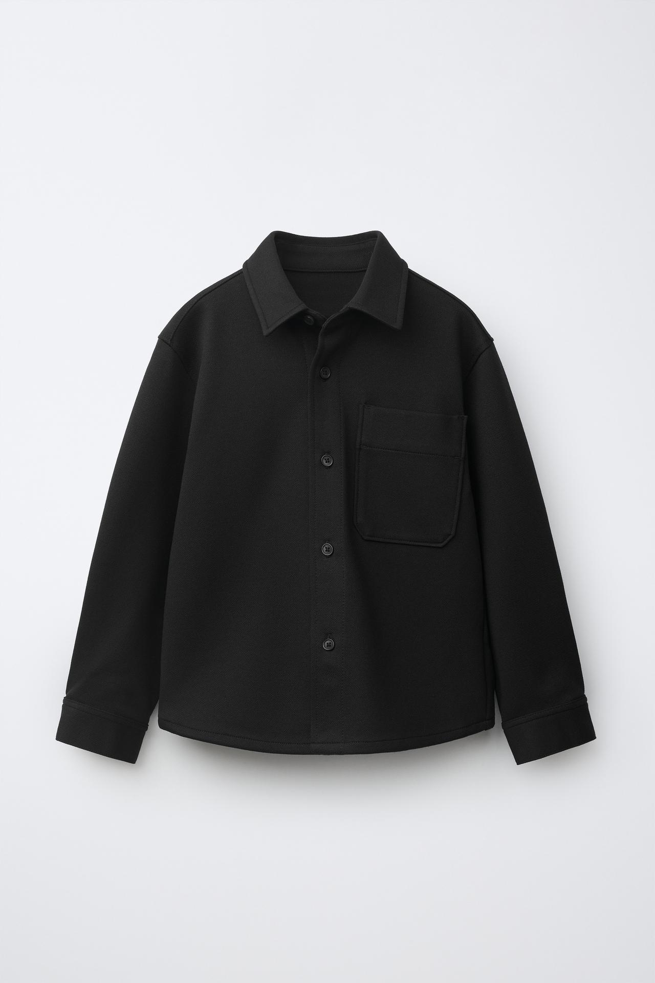 COMFORT POCKET OVERSHIRT — Black
