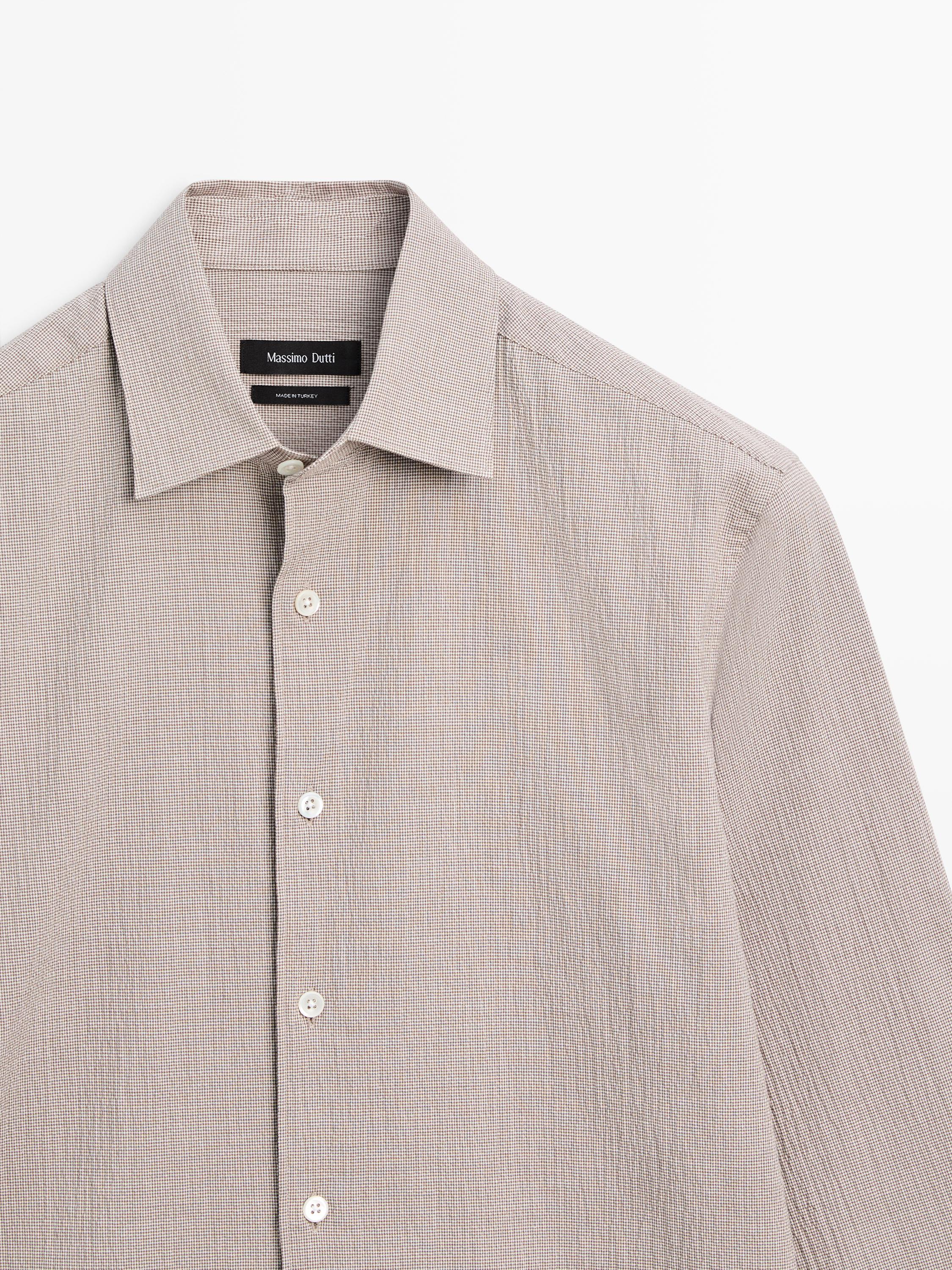 Houndstooth cotton blend shirt