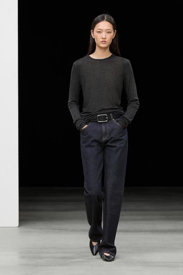 Long sleeve wool-blend T-shirt — Cobalt 1
