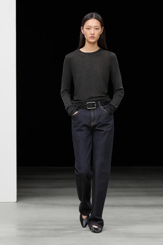 Zara Long sleeve wool-blend T-shirt - Cobalt - Image 0