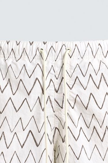 GEOMETRIC PRINT MID-LENGTH SWIMMING TRUNKS - Ecru by Zara - Image 2