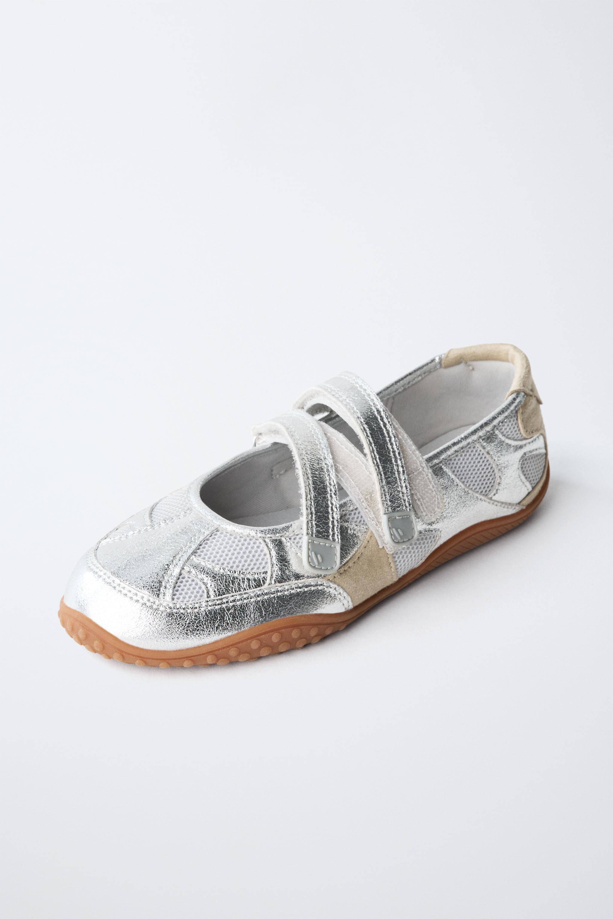 Обувь Zara METALLIC SPORTY BALLET FLATS — фото 3