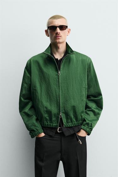 CROPPED FIT TECHNICAL JACKET - Green by Zara