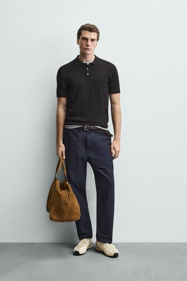 ÁO POLO DỆT KIM DÁNG REGULAR FIT - Màu đen từ Zara