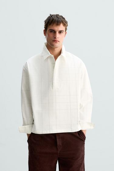 LIMITED EDITION CHECK BOXY FIT OVERSHIRT - White by Zara