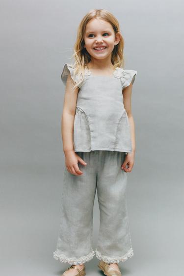 STRAIGHT-LEG LINEN TROUSERS - Khaki by Zara - Image 4