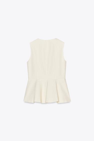 TOP PÉPLUM ZW COLLECTION - Écru de Zara - Image 6