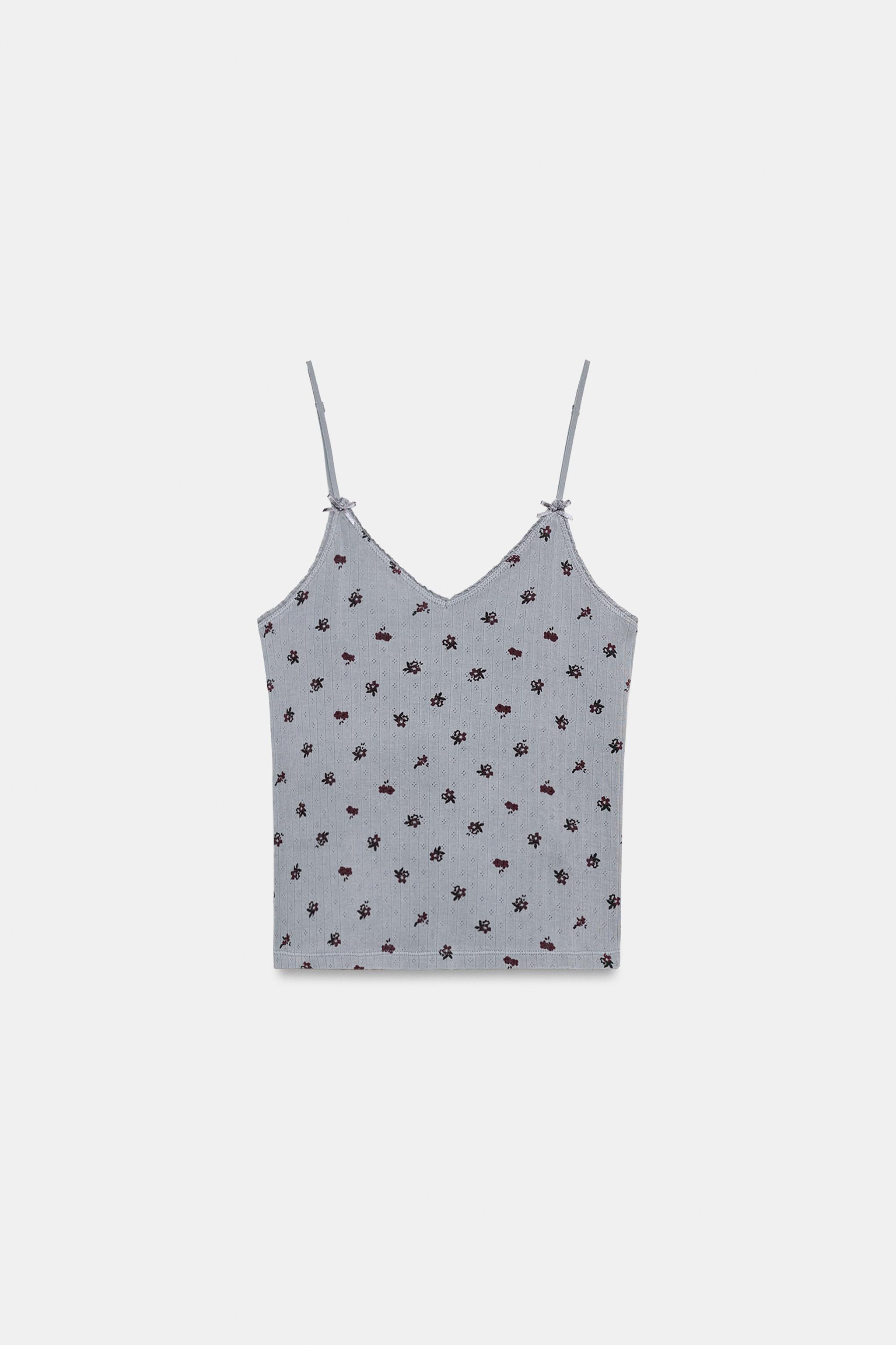 POINTELLE FLORAL TOP