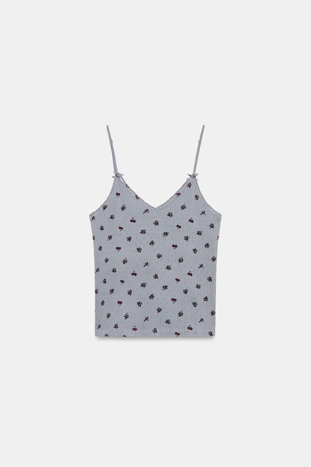 POINTELLE FLORAL TOP