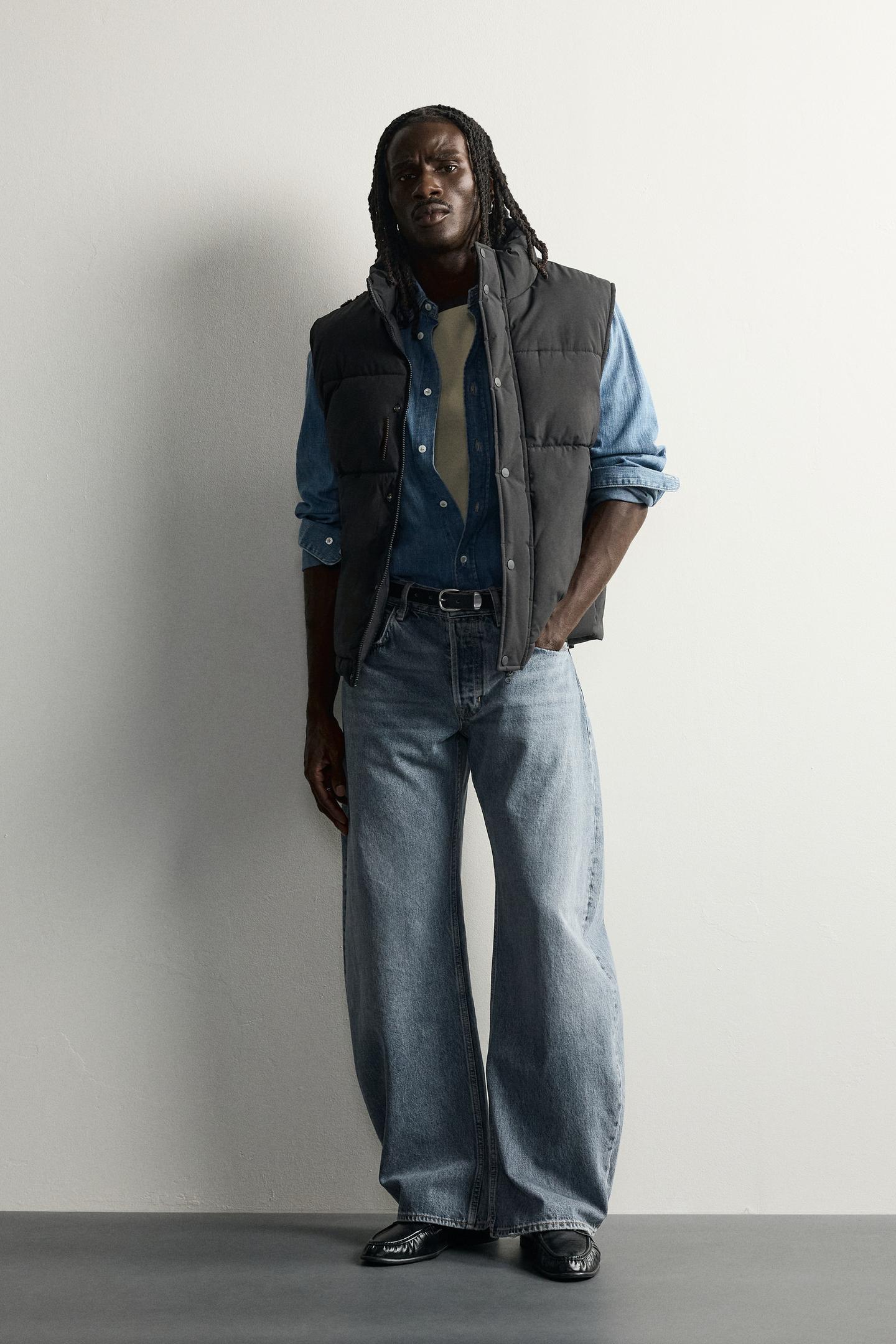 Мужской жилет Zara Quilted Technical Vest, цвет: Чёрный — фото 1