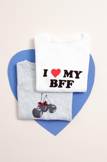 CAMISETA ESTAMPADO TEXTO CORAZÓN - Blanco de Zara