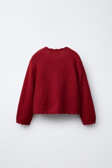 CARDIGAN WITH VELVET BOWS - Red by Zara - Image 1