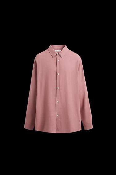 LINEN-VISCOSE SHIRT - Pink by Zara - Image 0