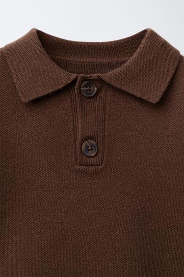 KNIT POLO SHIRT - Chocolate brown by Zara - Image 2