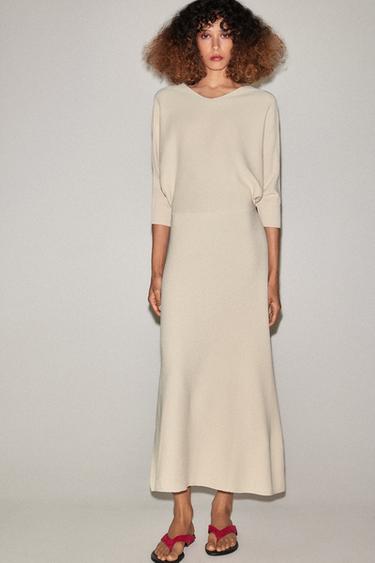 VESTIDO MIDI PUNTO - Crudo de Zara - Imagen 0