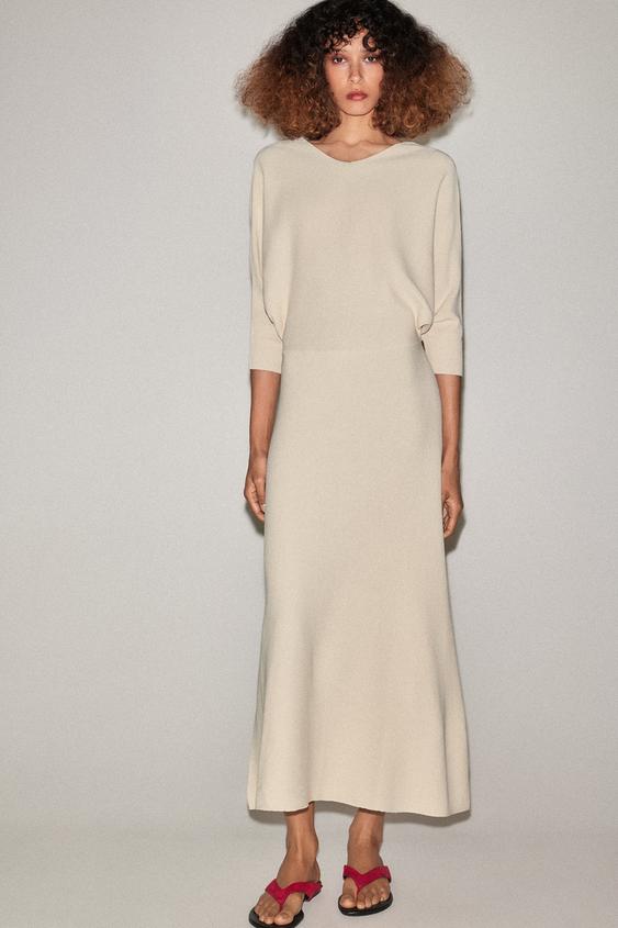 VESTIDO MIDI PUNTO - Crudo de Zara - Imagen 0