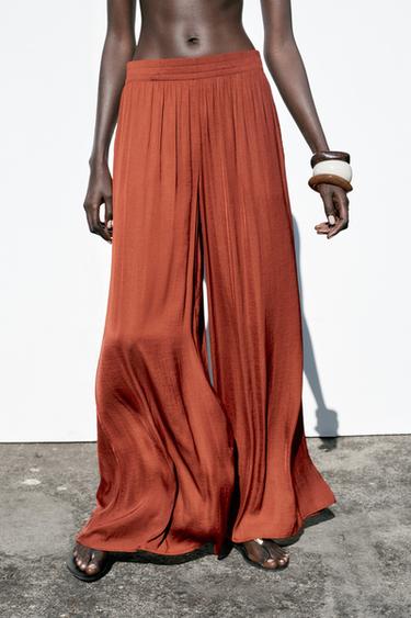 WIDE FLOWING TROUSERS - Terracotta by Zara - Image 1