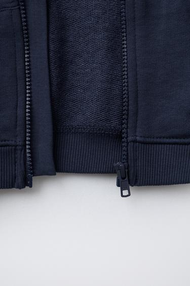 SWEAT ZIPPÉ BASIQUE INSCRIPTION - Bleu marine de Zara - Image 3