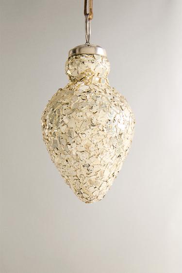 CRACKLED CHRISTMAS TREE BAUBLE - Silver by Zara - Image 3