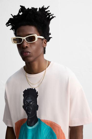 GRAPHIC T-SHIRT © OTIS KWAME KYE QUAICOE - Pale pink by Zara