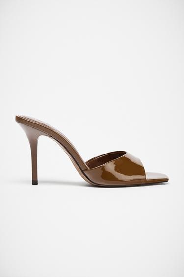 MULE COM EFEITO ENVERNIZADO - Marrom da Zara