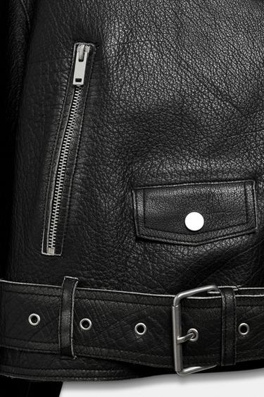 ZW COLLECTION LIMITED EDITION LEATHER BIKER JACKET - Black by Zara - Image 5