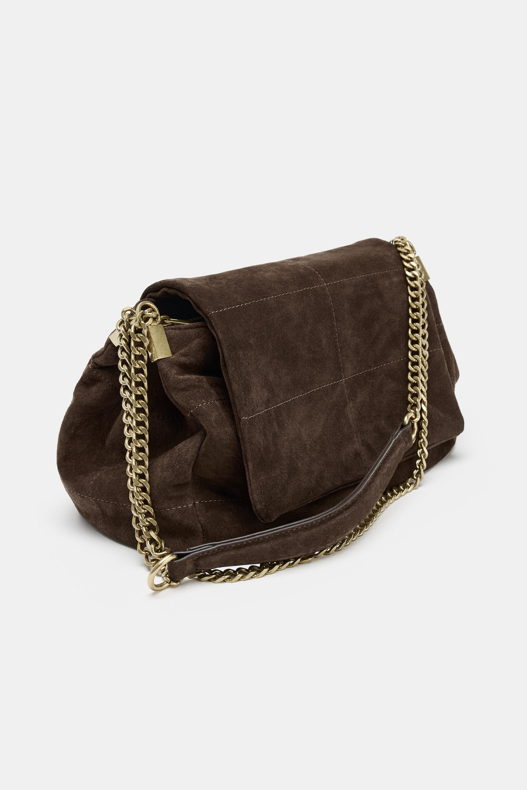 LEATHER SHOULDER BAG - Chocolate | ZARA United States