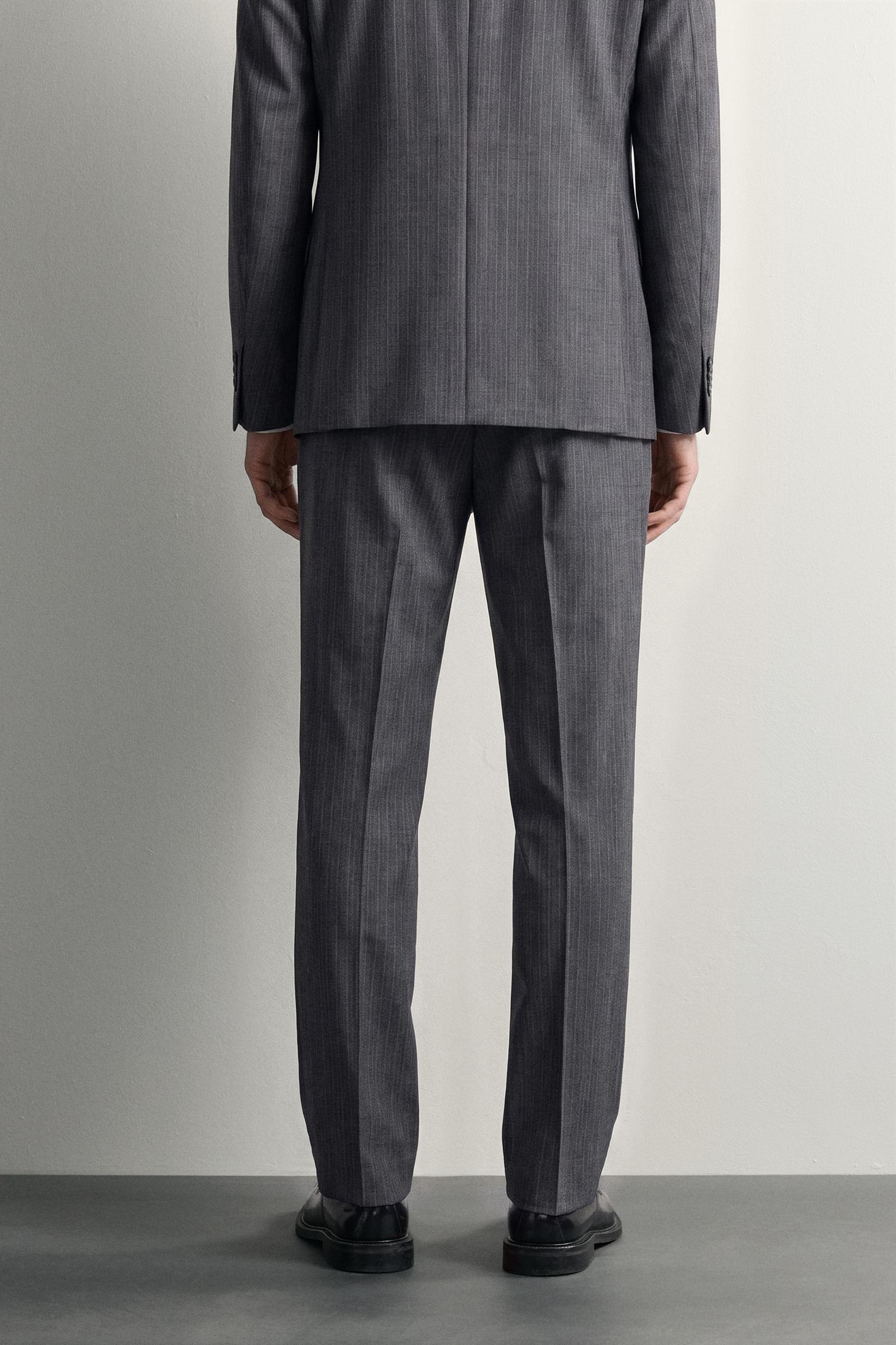 Мужские брюки Zara 100% WOOL STRIPED REGULAR FIT SUIT PANTS — фото 3