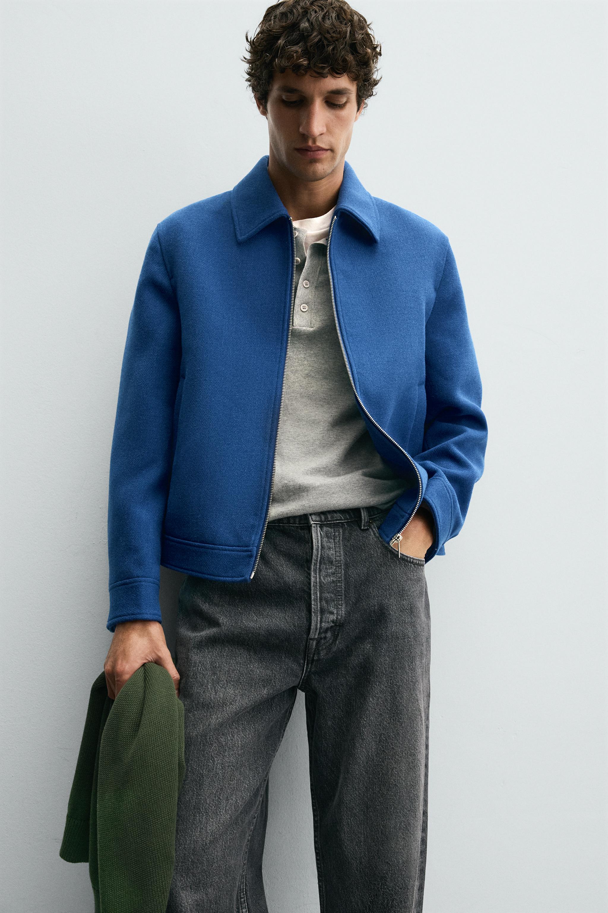 ZIP-UP WOOL EFFECT JACKET - Navy blue | ZARA United Kingdom