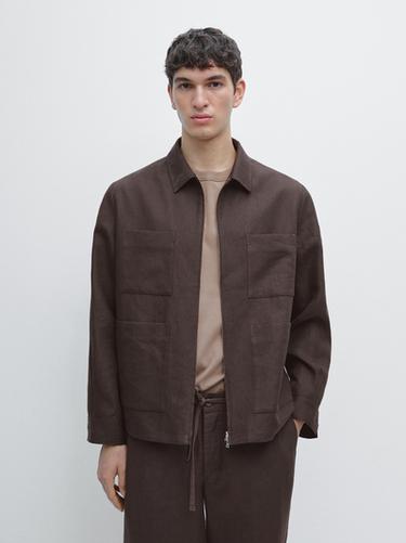 Zara Total look linen overshirt - Chocolate