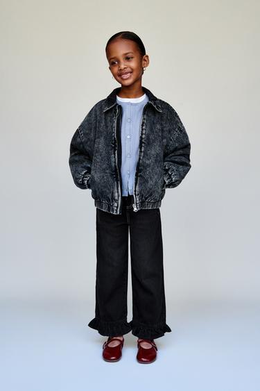 CULOTTE-JEANS MIT VOLANTSAUM - Schwarz von Zara