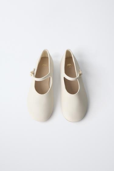 BUCKLED BALLET FLATS - White by Zara - Image 3