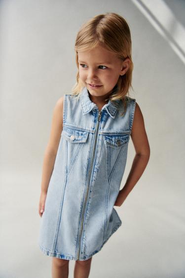 ZIP-UP SKATER DENIM DRESS - Light blue by Zara