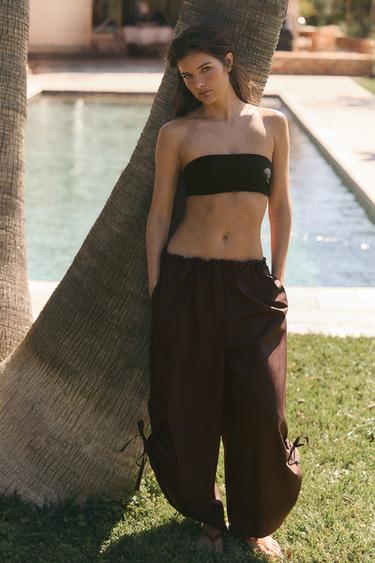 PANTALÓN CULOTTE BAJO AJUSTABLE - Marrón chocolate de Zara