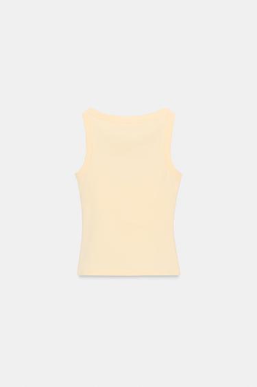 T-SHIRT COTON SANS MANCHES - Jaune de Zara - Image 6