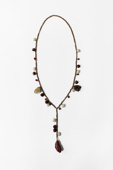 Zara CHAIN AND STONE NECKLACE - Aged gold