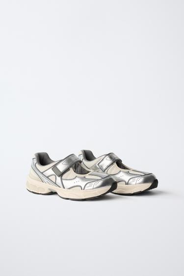METALLIC OPEN TRAINERS - Silver by Zara - Image 1