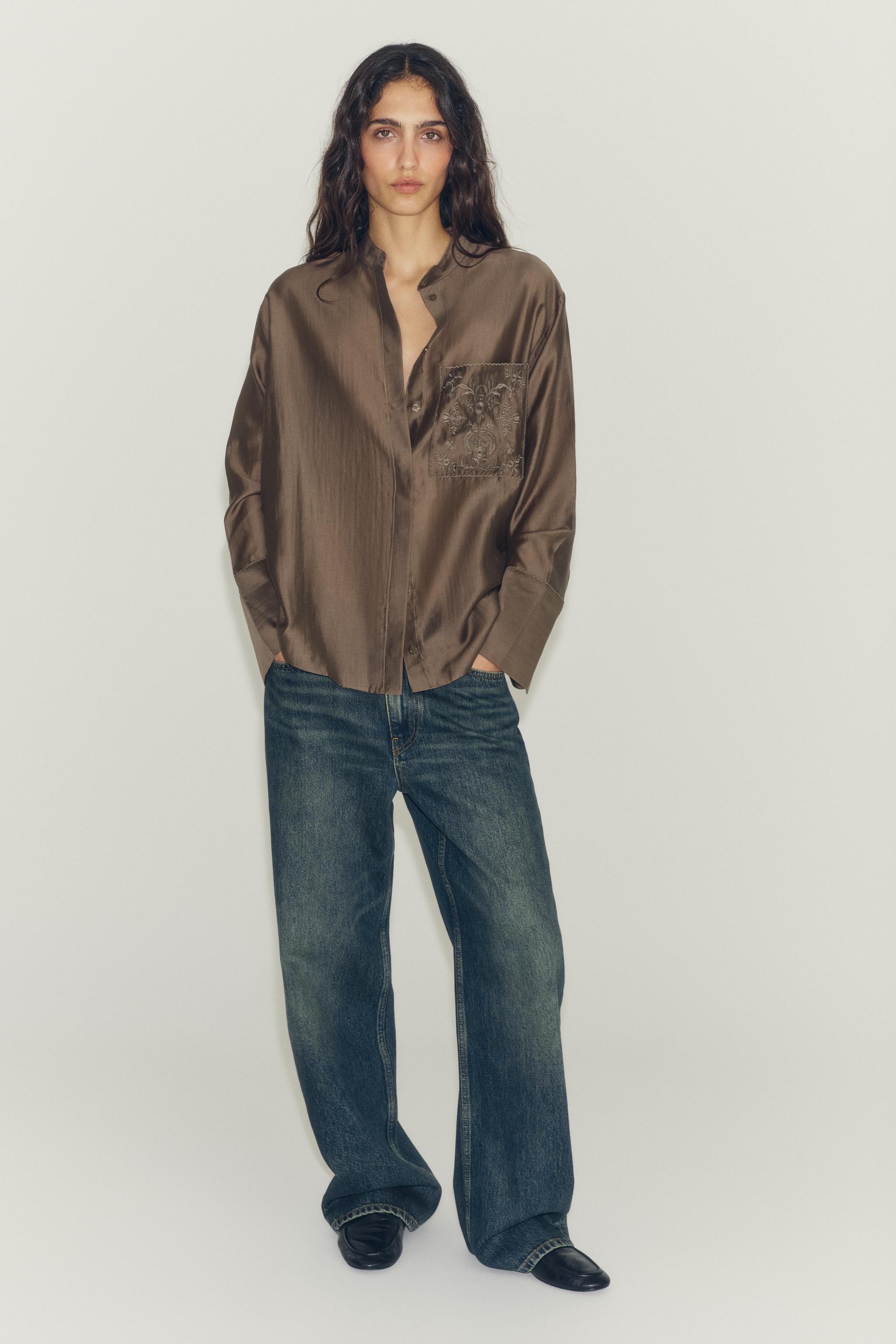EMBROIDERY POCKET ZW COLLECTION SHIRT — Taupe gray