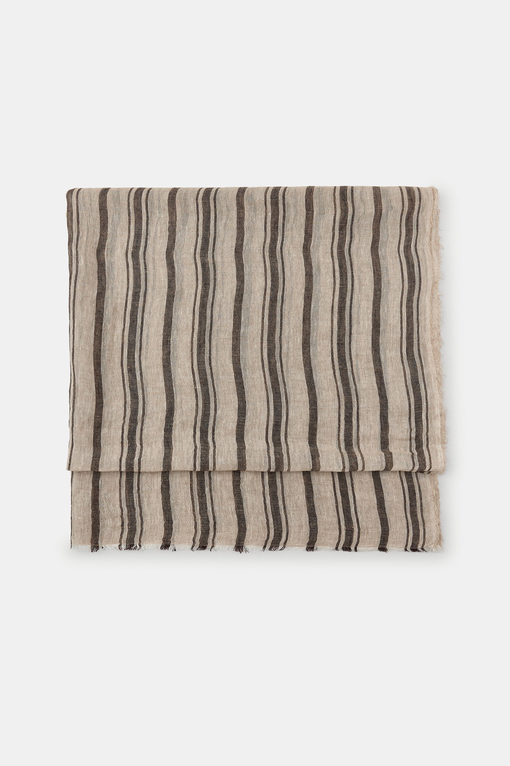 100% LINEN STRIPED SCARF