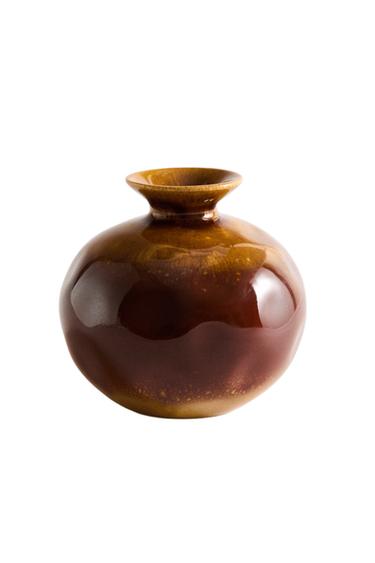 Zara SHORT COLORED CERAMIC VASE - Khaki